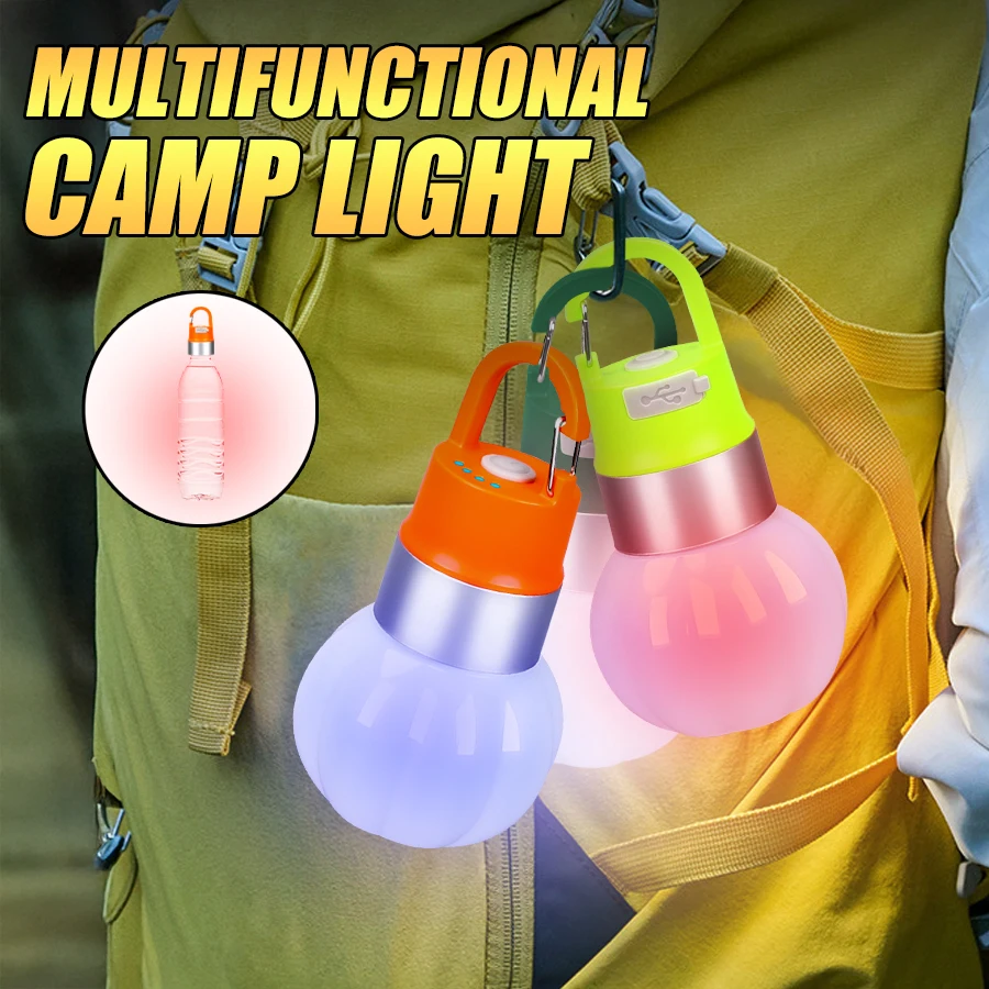 Portable LED Children's Lantern USB C Rechargeable Tent Lamp Outdoor Camping Waterproof Bulb Child Backpack Lighting Lamp