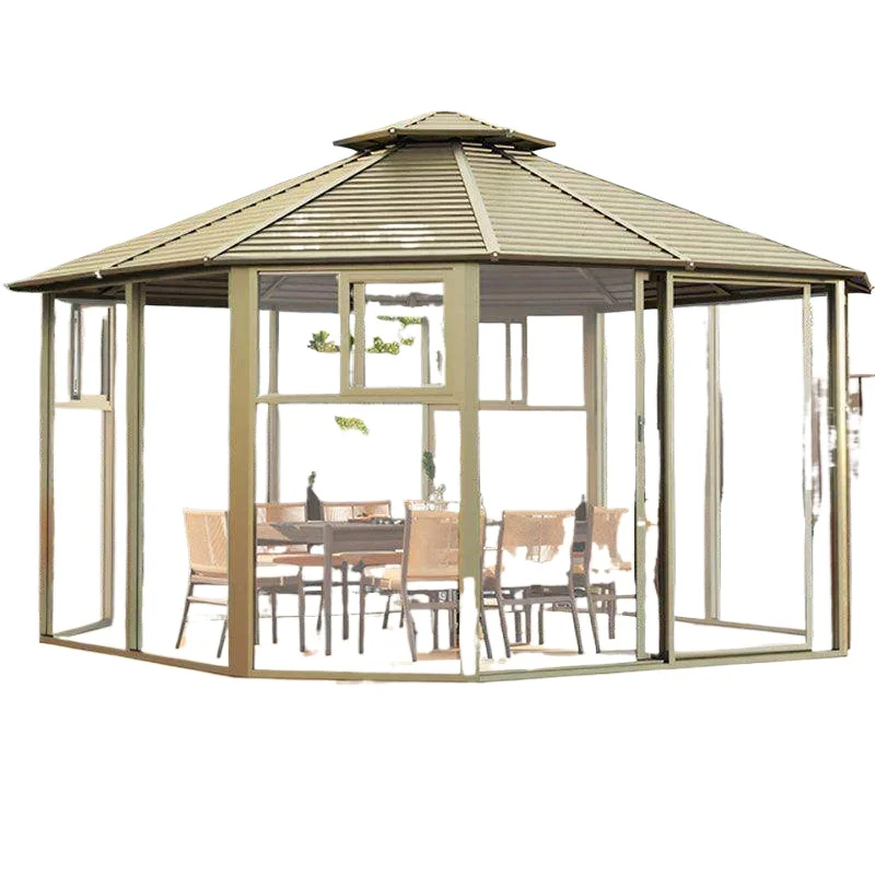 Outdoor gazebo tent, garden simple courtyard thermal insulation mobile aluminum alloy terrace villa house outdoor sun room
