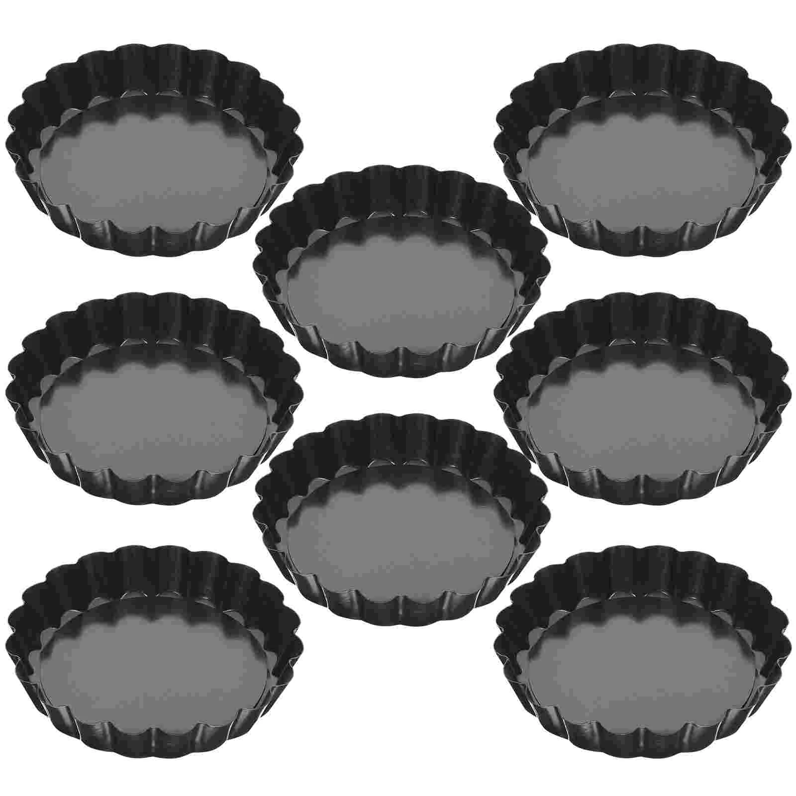 

8 Pcs Egg Tart Tray Pan Mini Pans Removable Bottom Cookie Molds Cake Baking Pie Carbon Steel for