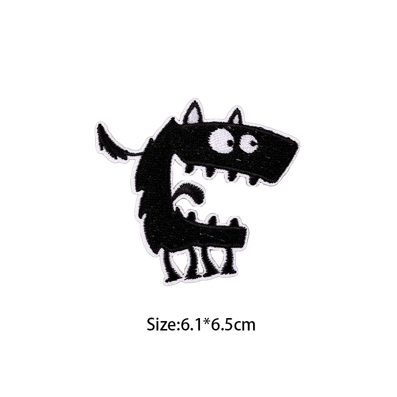 Fun Cartoon Monster Embroidery Patches Children\'s Backpack Jacket Iron on Patches for Clothing Black Badge Decoration Accessory