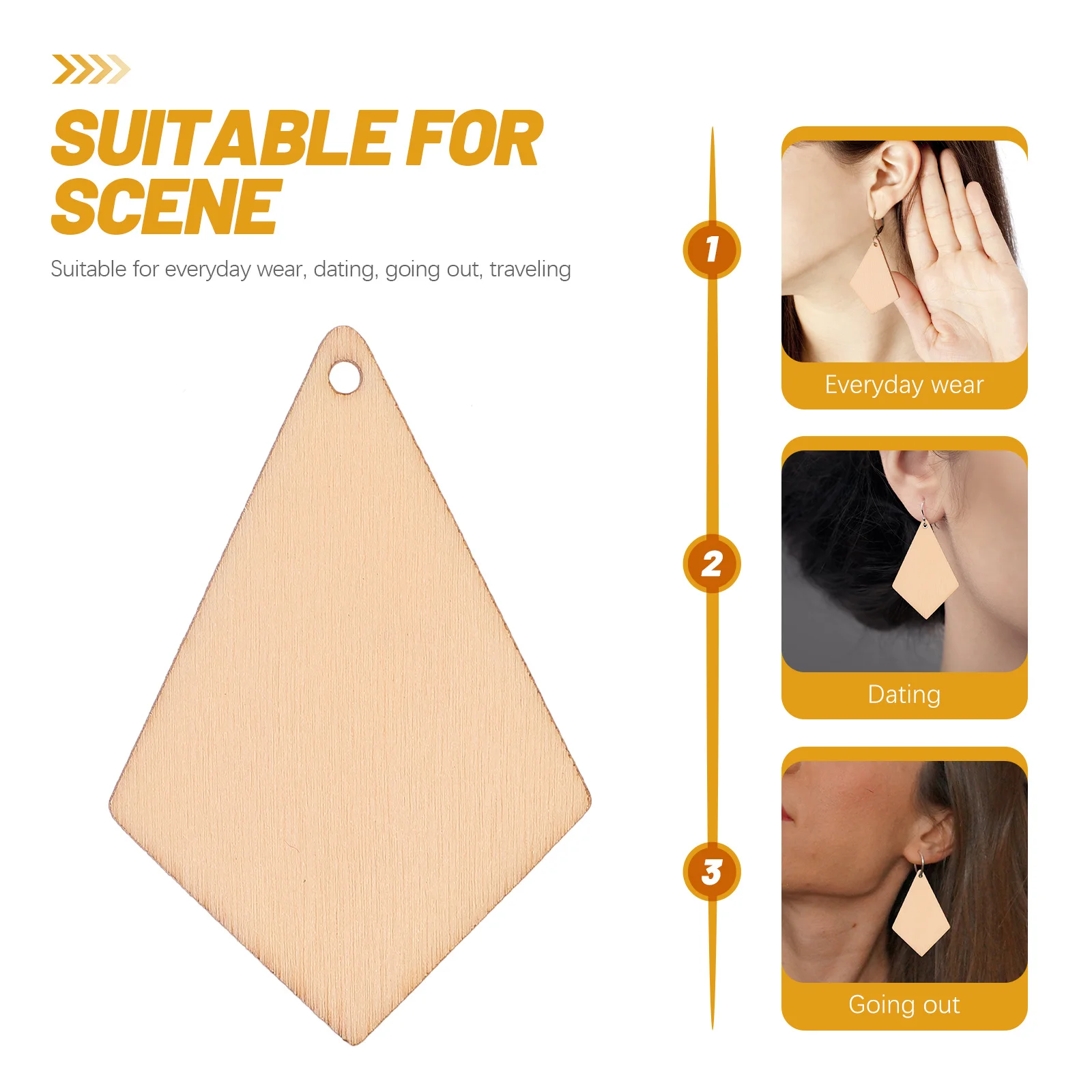 

50Pcs Wooden Geometric Eardrop for Girls Premium Material Handmade Style Fashionable Ear Jewelry Daily Wear Party Gift Idea