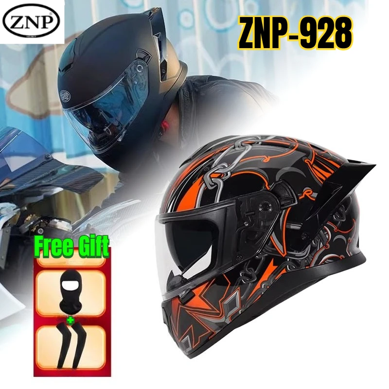 

Мотошлем ZNP Full Face для гонок, мотоциклетный шлем Cacso для взрослых мужчин и женщин с двойным визором, Casco Casque Moto