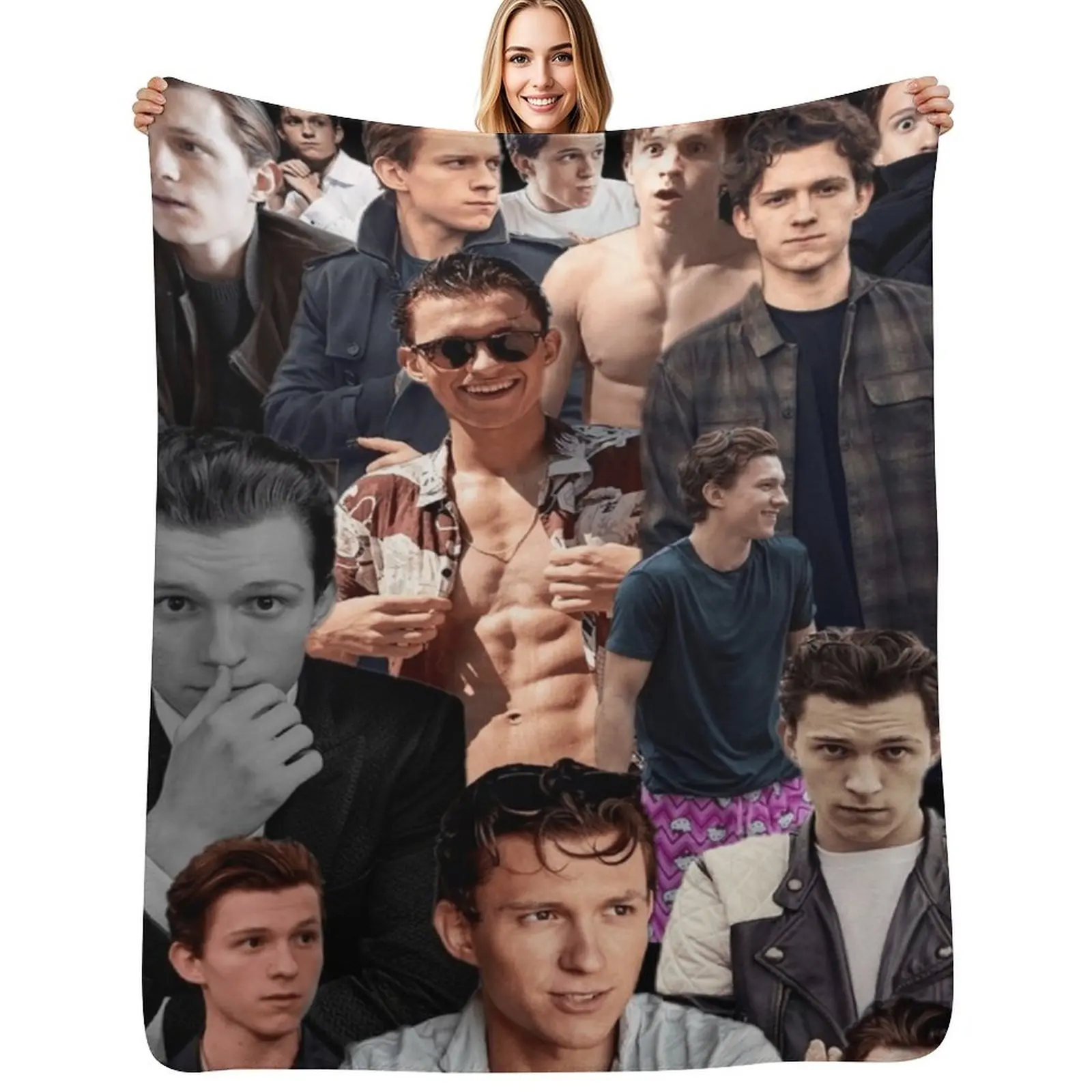 

Tom Holland Collage Throw Blanket Cozy Light Blanket for Travel Camping Picnic