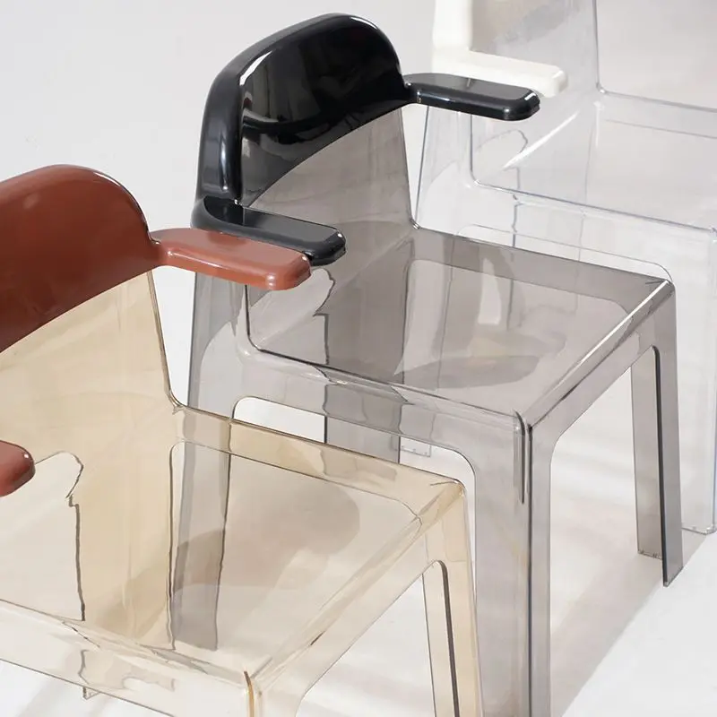 Transparent acrylic dining chair, Nordic home, armrest creative fun back chair Internet celebrity restaurant