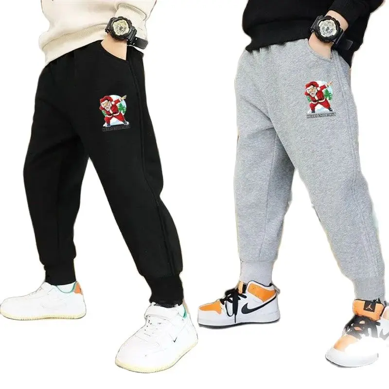 Kids Jogging Sweatpants Running trousers Boys Funny Christmas Santa Claus Print Long pants Cotton Clothes