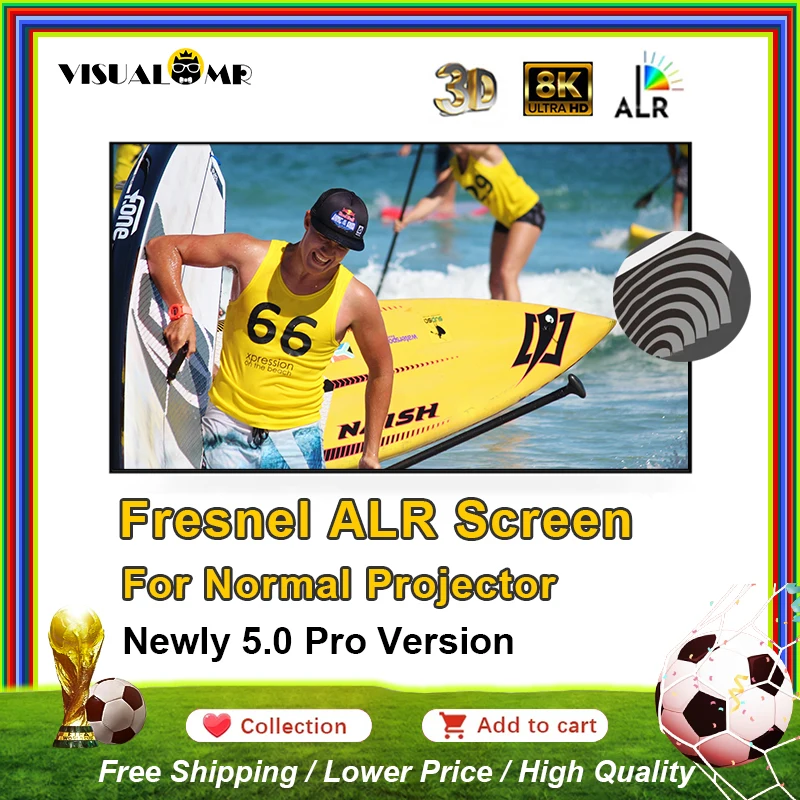 

Проекционный экран VisualMr Fresnel 5.0 Pro ALR 120 дюймов с фиксированной рамкой, отражающий окружающий свет, идеально подходит для обычных проекторов 4/8K HD