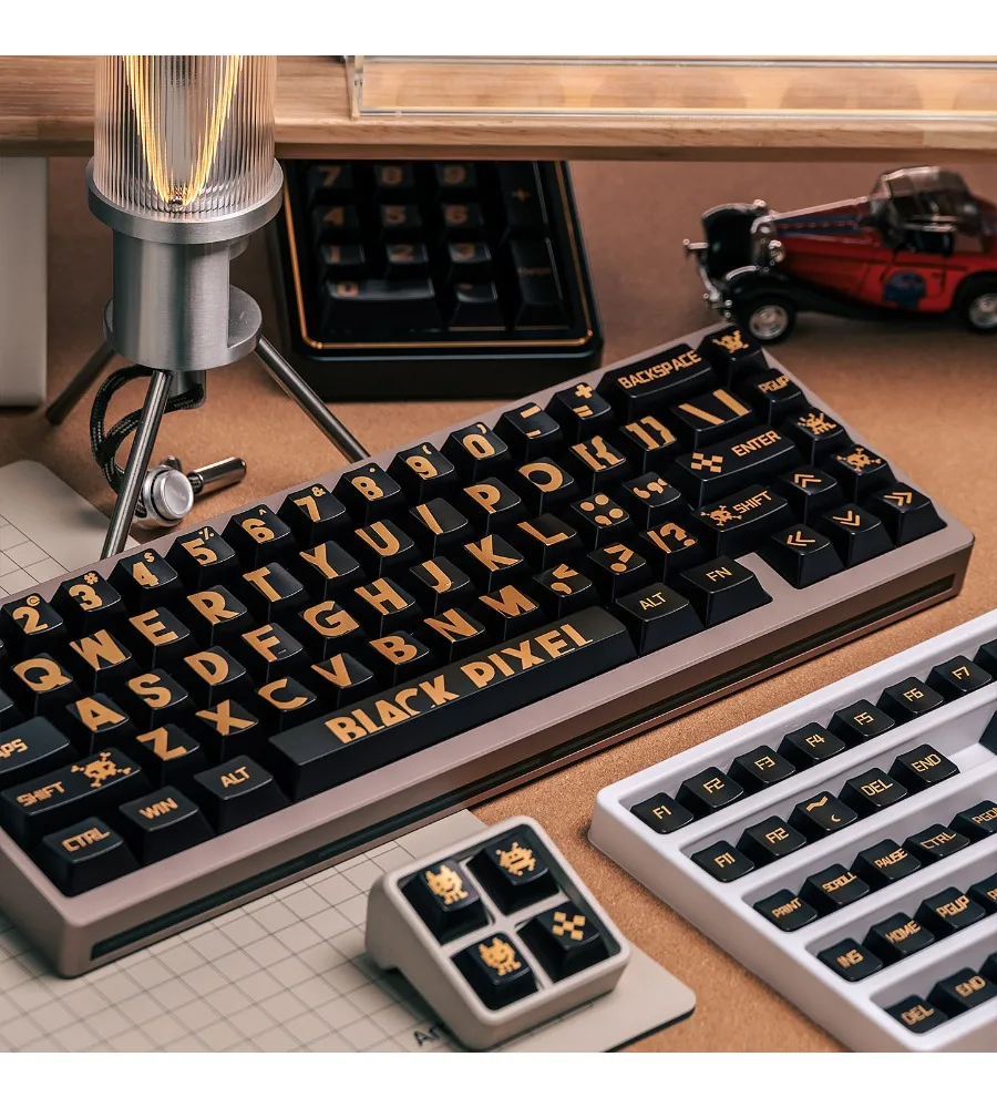 Metallic paint matte PBT hot sublimation original high custom magnetic axis ev63 black gold large character mechanical keyboard