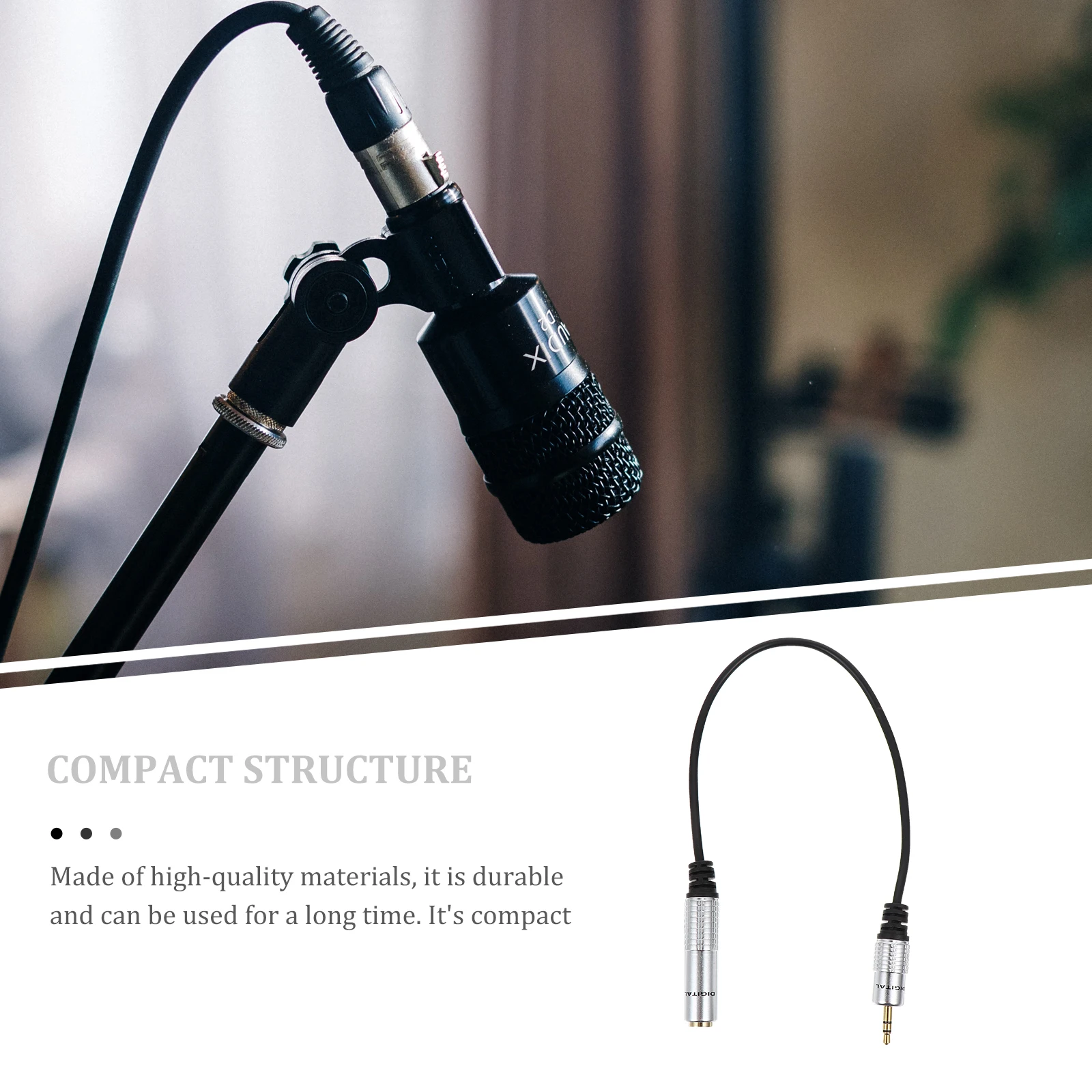 

3.5mm Male to 6.35mm Female Adapter Cable Silver Oxygen Free Copper Gold Plating Durable Audio Transferring High Fidelity Sound