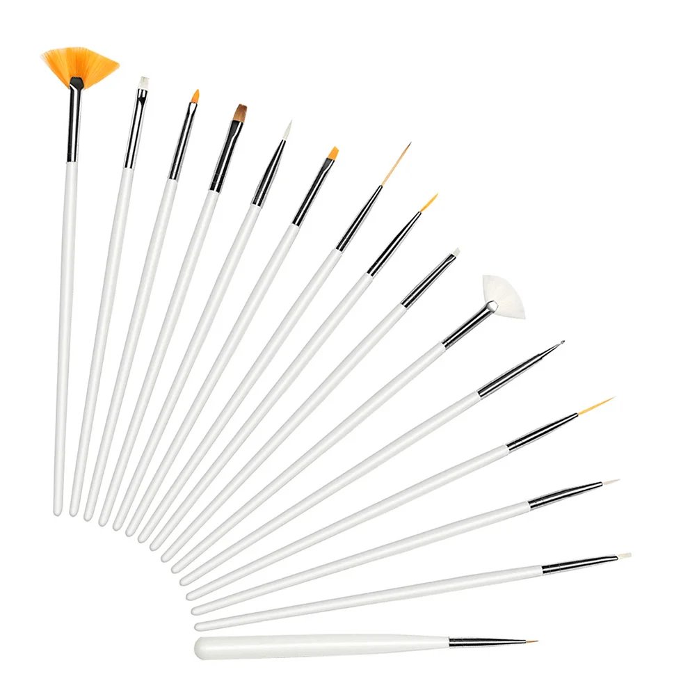 15Pcs Nail Art Brush Set Different Shapes Bristles for DIY Nail Designs Professional Look Manicure Brush Set Dotting Pen Tool