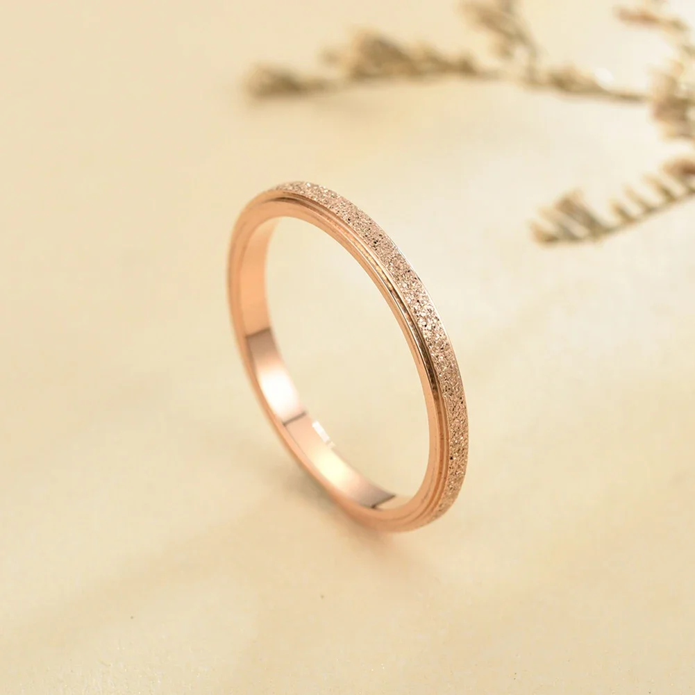 Trendy High Quality Scrub Titanium Steel 2 MM Width Finger Ring Stylish Women Party Jewelry Gift For Girls