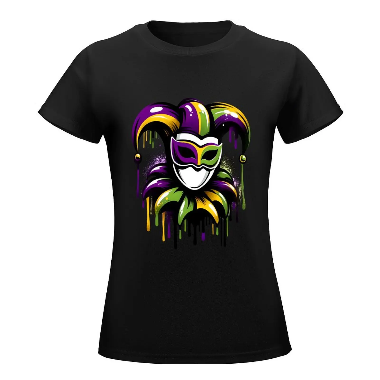 Mardi Gras Graffiti Jester T-Shirt kawaii clothes shirts graphic tees plus size t shirts for Women loose fit