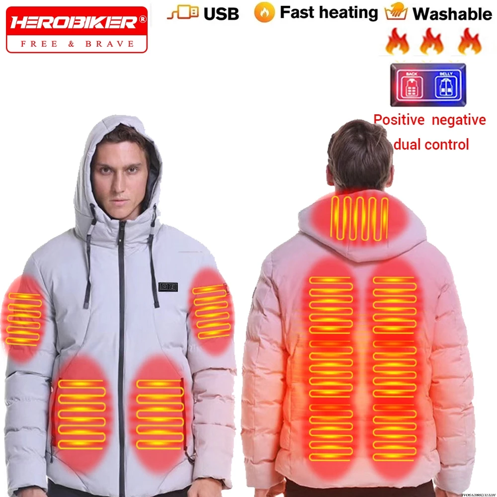 

Motorcycle Heating Jacket Winter Electric Heated Coat USB Charging Waterproof Windbreaker Heat Outdoor Skiing Parka Padded Coat