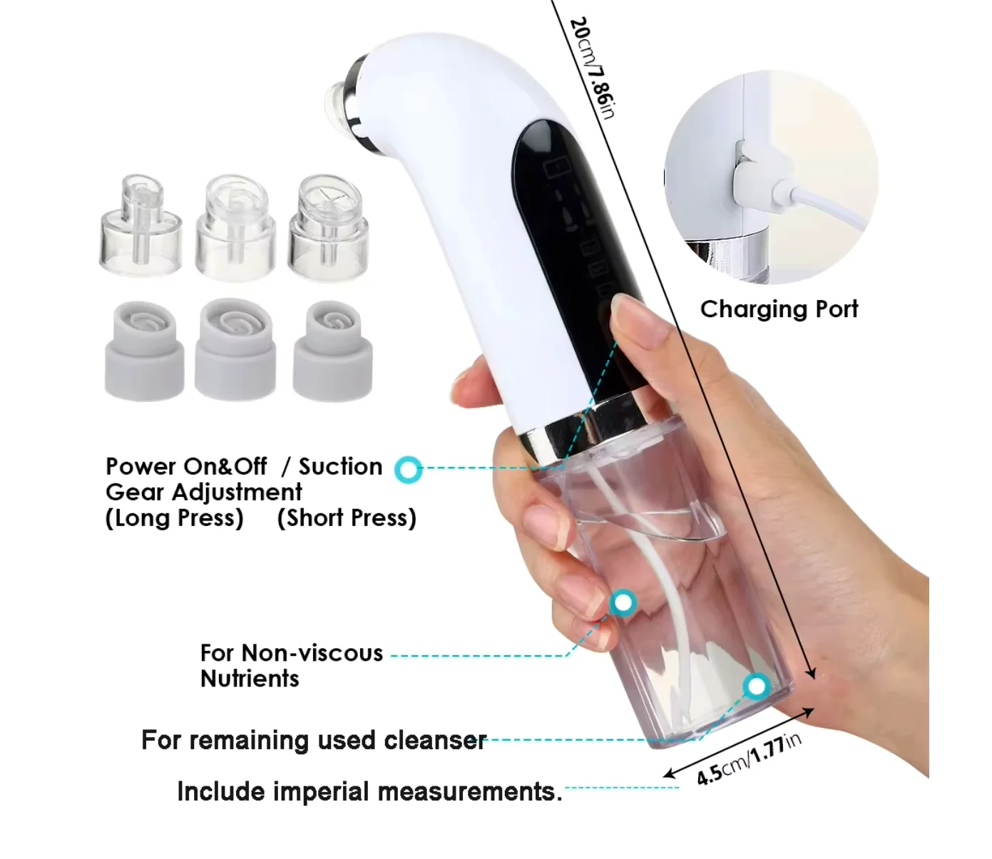 حار بيع مقاوم للماء منظف المسام فراغ الأنف شفط الامتزاز مزيل الرؤوس السوداء جهاز التطهير العميق المسام تقلص #3