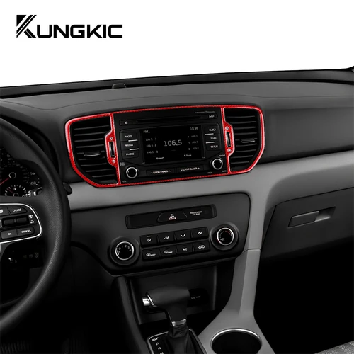 Imagen 2 del producto Pegatina de fibra de carbono suave Real para Kia Sportage 2017 2018 2019 LHD RHD, centro Central de coche, salida de CA, accesorios de ajuste Interior