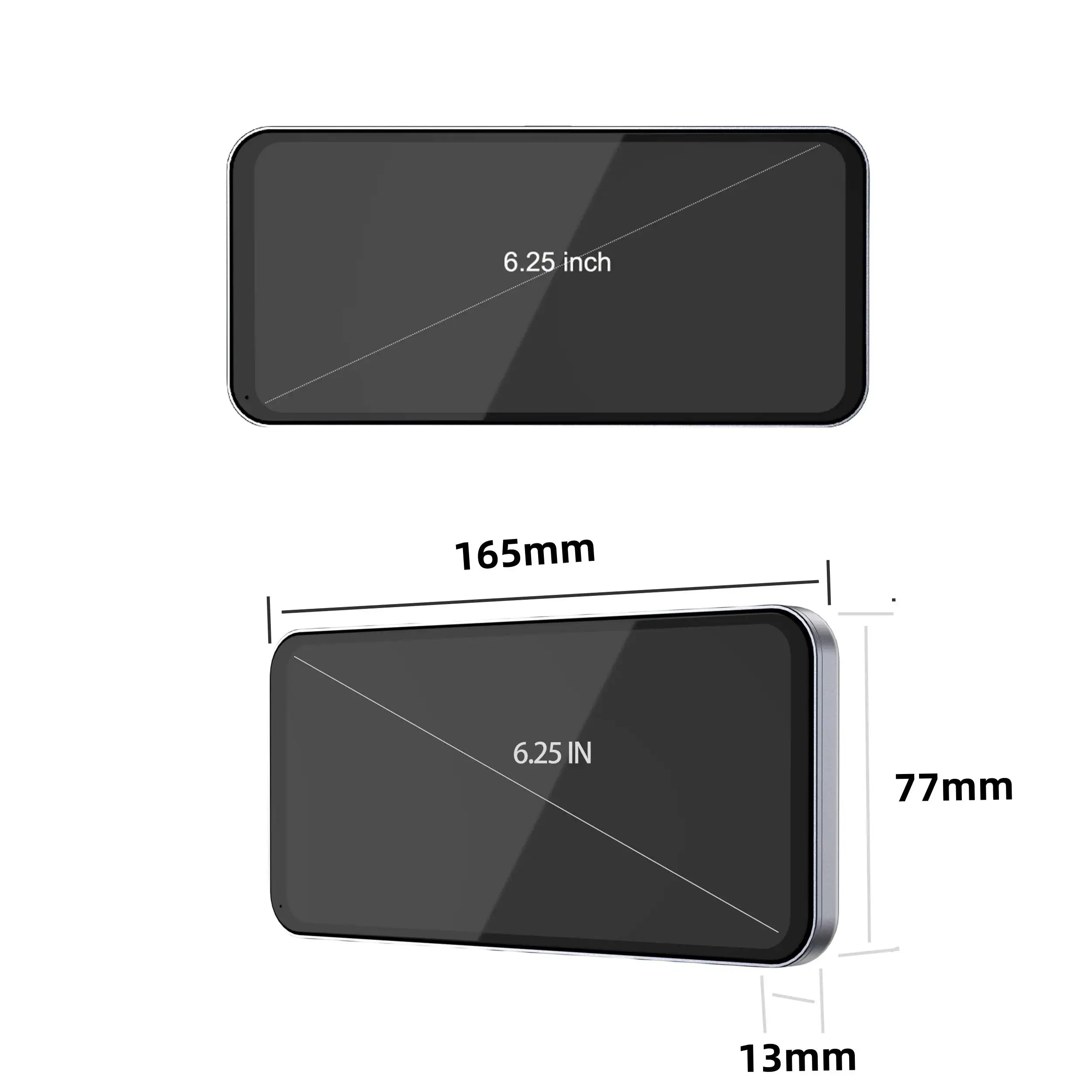 Full-Screen Touch Control 6.25 Inch Monitor 2 Lens Left and Right View Car Video Camera Recorder Car Electronic Rear View Mirror