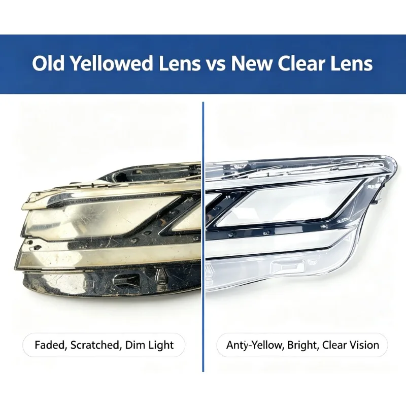 Moggic Outer Clear Front Headlight Lamp Lens Cover Compatible With 2021 2022 2023 Touareg Left Right Plastic Replacement