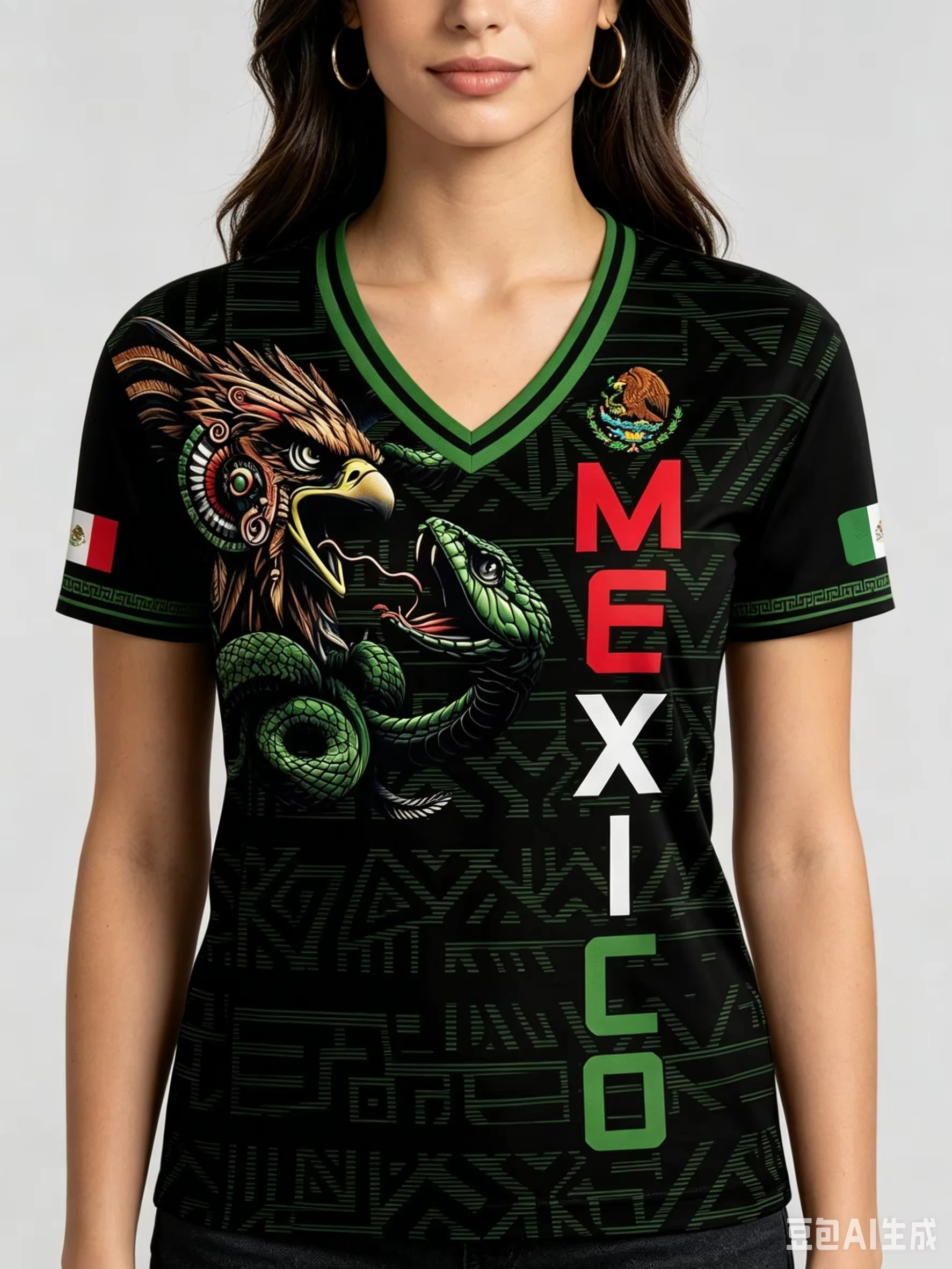 メキシコ国旗 3D イーグルプリント女性の Tシャツカジュア - 3D Printing Eagle のレビューと価格
