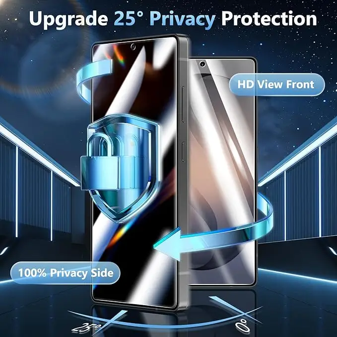 2 Pcs Privacy Screen Protector for Samsung Galaxy S26 S25 Ultra Plus FE Anti Spy Private Glass, Support Fingerprint Unlock