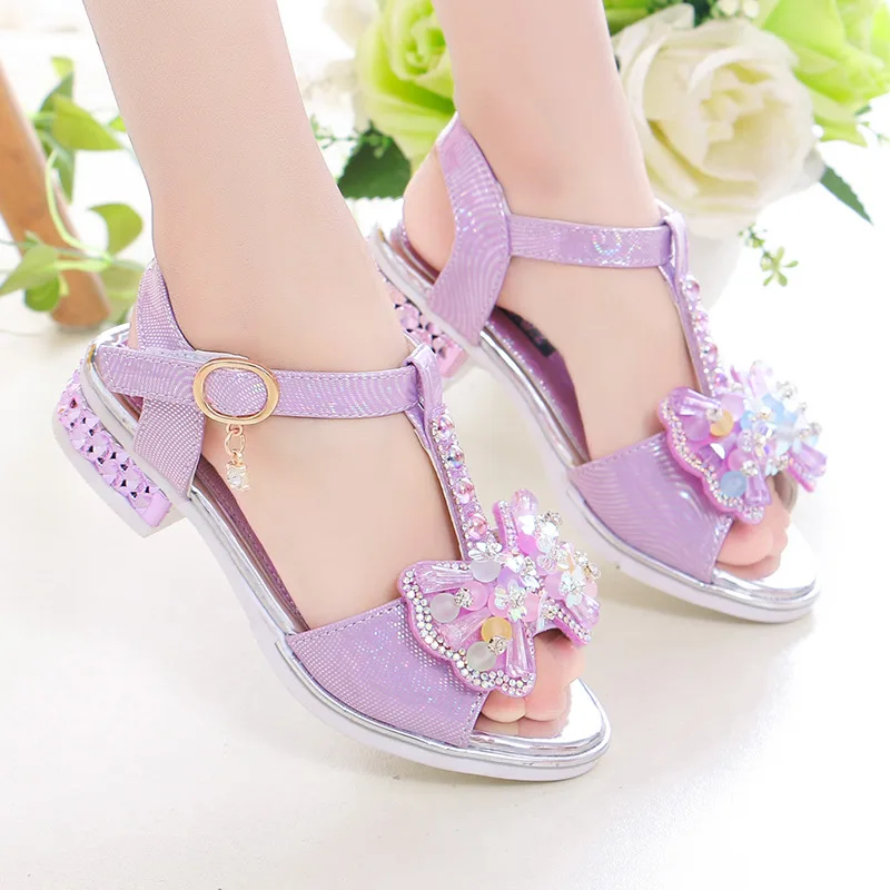 Girls Shoes Flat Heel Sandals Kids Girls Spring Summer Little Kids Shoes Princess Dress Bow Fashion Shoes Teenage Girls Sandals