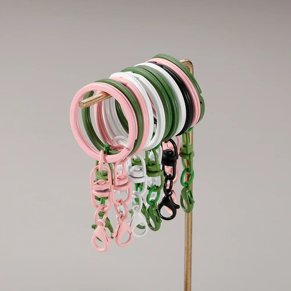 50PCS Metal Colorful Keyring Keychain Split Rings Key Ring Lobster Clasp Key Pendant Chains Keychains Climbing Buckle Carabiner