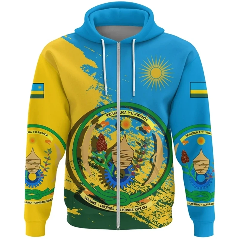 Negara Afrika ditempel kaus grafis kaus bertudung anak laki-laki kasual bendera peta Dashiki Zip Up Hoodie untuk pakaian pria Atasan Emblem Nasional