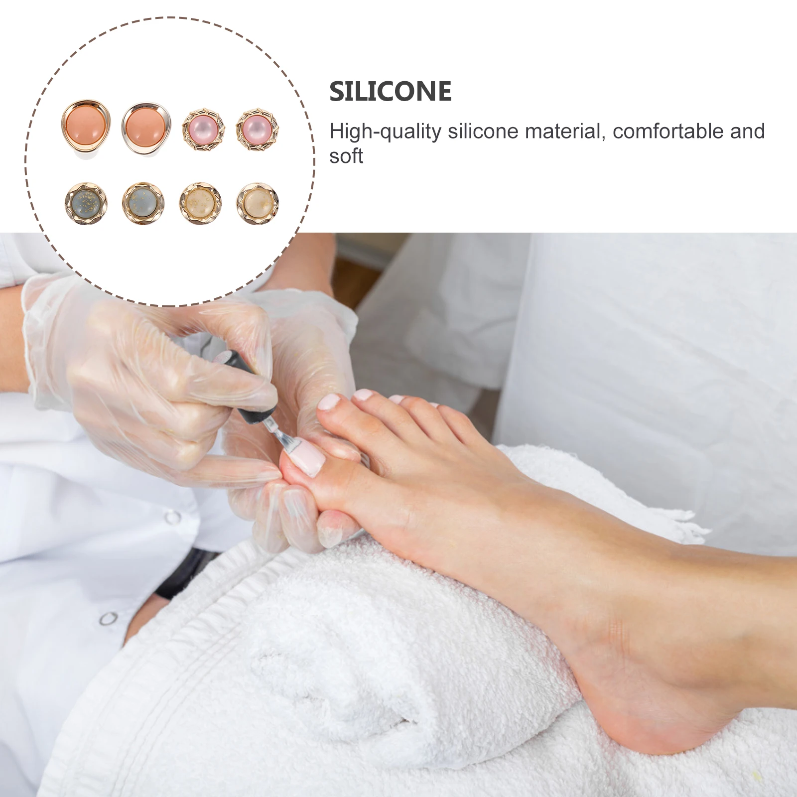 Séparateurs d'orteils en Silicone, 8 pièces, outil de manucure pour Nail Art, accessoire de pédicure, fourniture de manucure, outil d'art des ongles