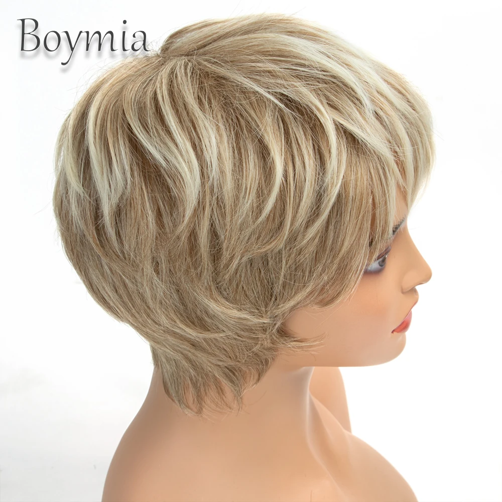 Short Wig Blonde Hair Synthetic Wigs Straight Cosplay Wig female haircut puffy straight natural short wig