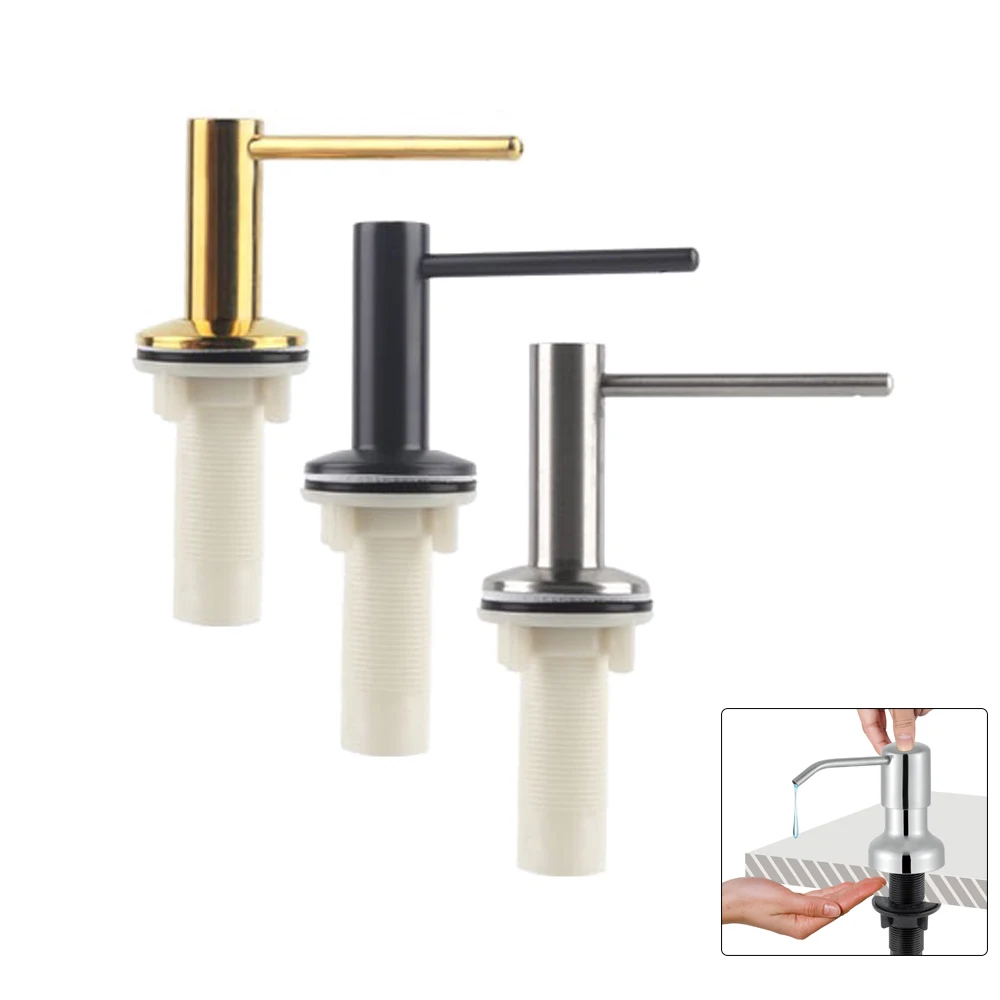 Slim Metal Head Liquid Soap Dispenser Kitchen Sink Bathroom Under Counter Lotion Holder Pump Dish Wash Detergent Silicone Tube