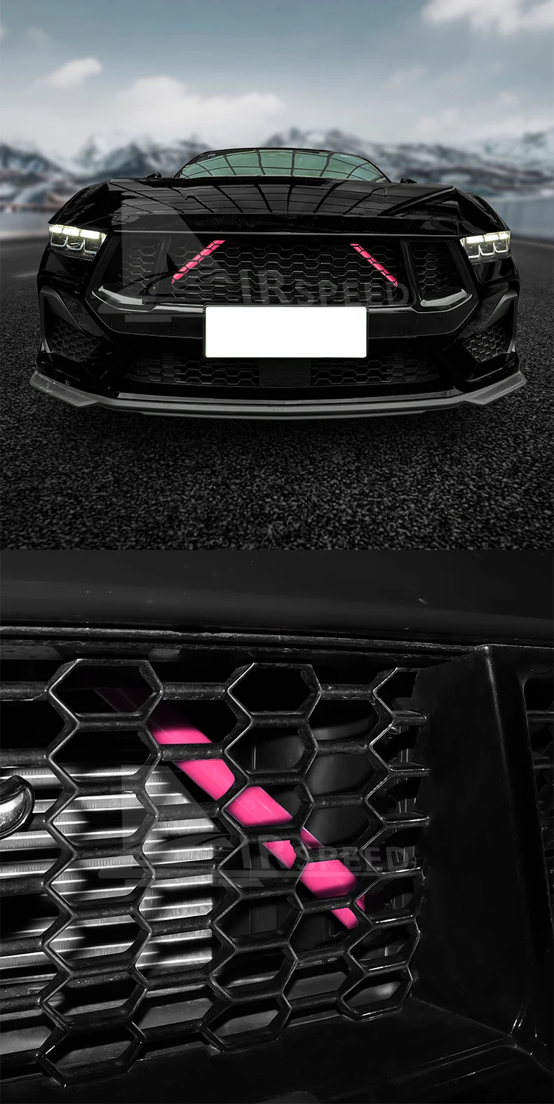 1 paar Auto Kühlergrill Trim Streifen Für Ford Mustang GT Dark Horse EcoBoost 2024 2025 Wrap Sport Styling Dekoration zubehör – Detail 13