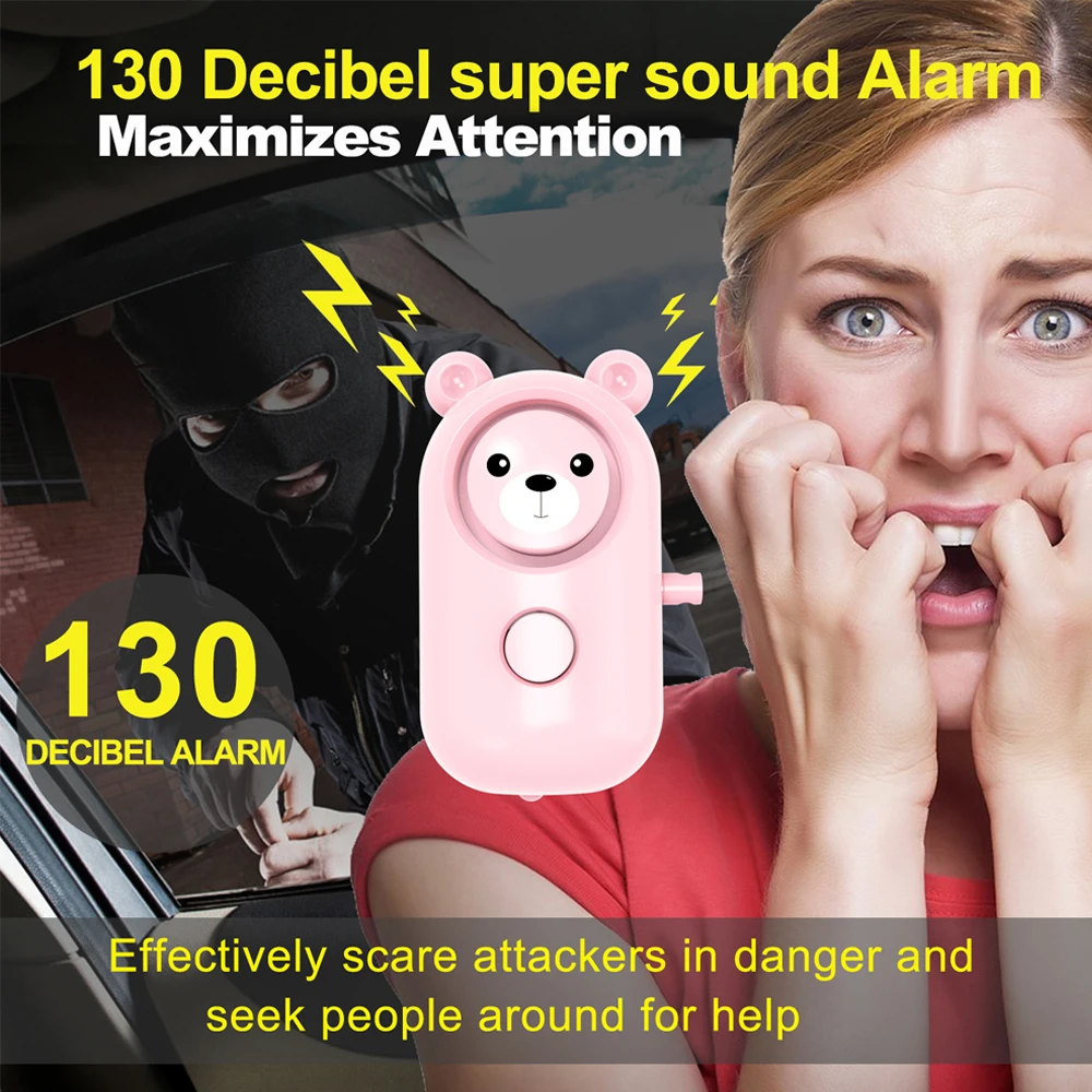 Ladies Self Defense Alarm Girls Ladies Security Protection Alarm Personal Safety Loud Screaming Keychain EmergencyCharging Siren