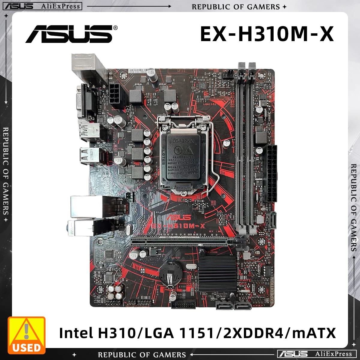 

ASUS Motherboard, EX-H310M-X, H310 Chipset, LGA 1151 Socket for 8th 9th Gen Core, 8100 9400F 9500F 9600, Micro ATX Form Factor