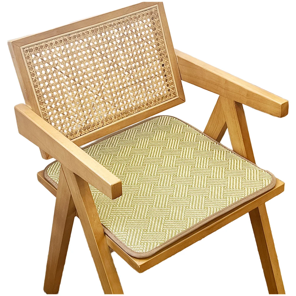 Cooling Seat Pad Made of Woven Rattan - Square Mat for Office Chair with Sweat-Absorbing Sponge Layer and Non-Slip Backing