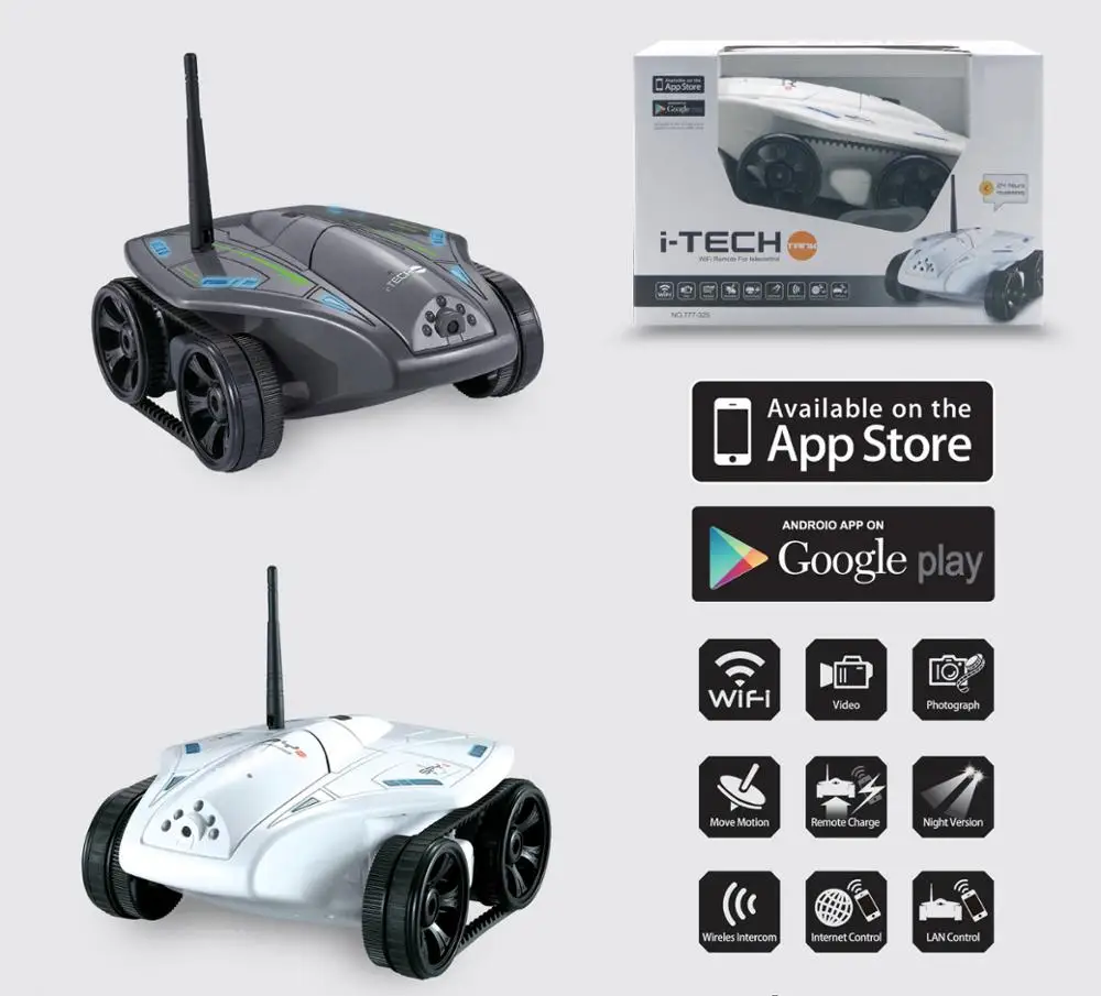 WIFI FPV RC Tank Intelligent Tanks Toys With HD Camera 50mins Battery Life Remote Control Car Spy Car Toy White Black