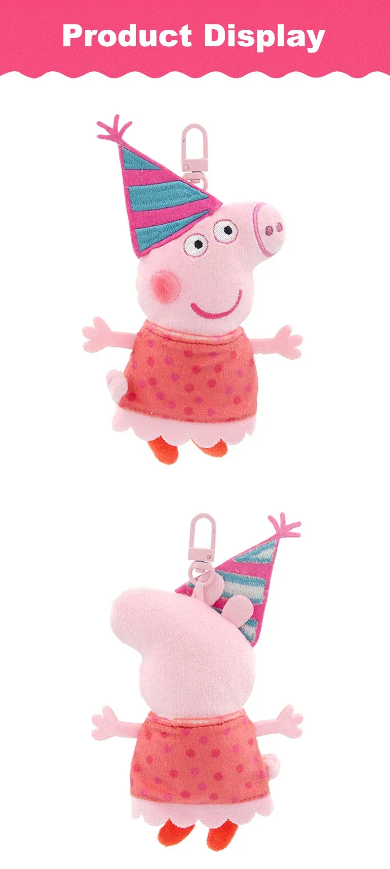 Neue Peppa Pig Original Plüsch Anhänger kinder Spielzeug Kawaii George Cartoon Anime Plüsch Schlüssel Kette Rucksack Anhänger Kinder Spielzeug Geschenke – Detail 5