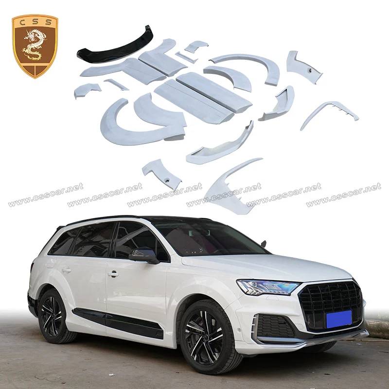 FRP Material Car Front Bumper Wrap Angle Splitter Corner Air Vent Cover Fender Intake Frame Trim For AUDI Q7 2020-2022 AT Style