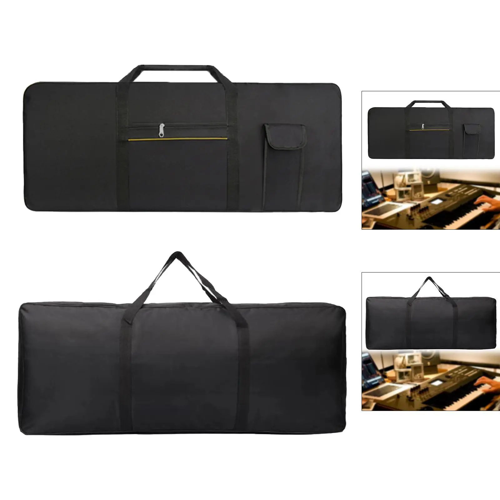 

61 Keys Keyboard Gig Bag Storage Pockets Waterproof Keyboard Case for Music Studio Concert Pedals Audio Cables Tour