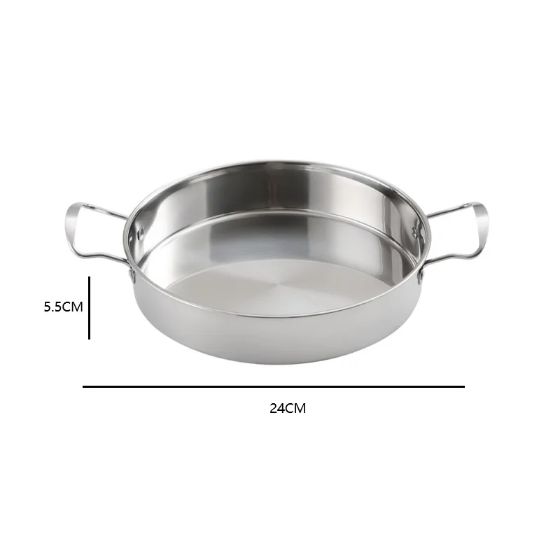 Stainless Steel Paella Pan with Double Ears for Even Heat Distribution on Gas Electric and Induction Stovetops