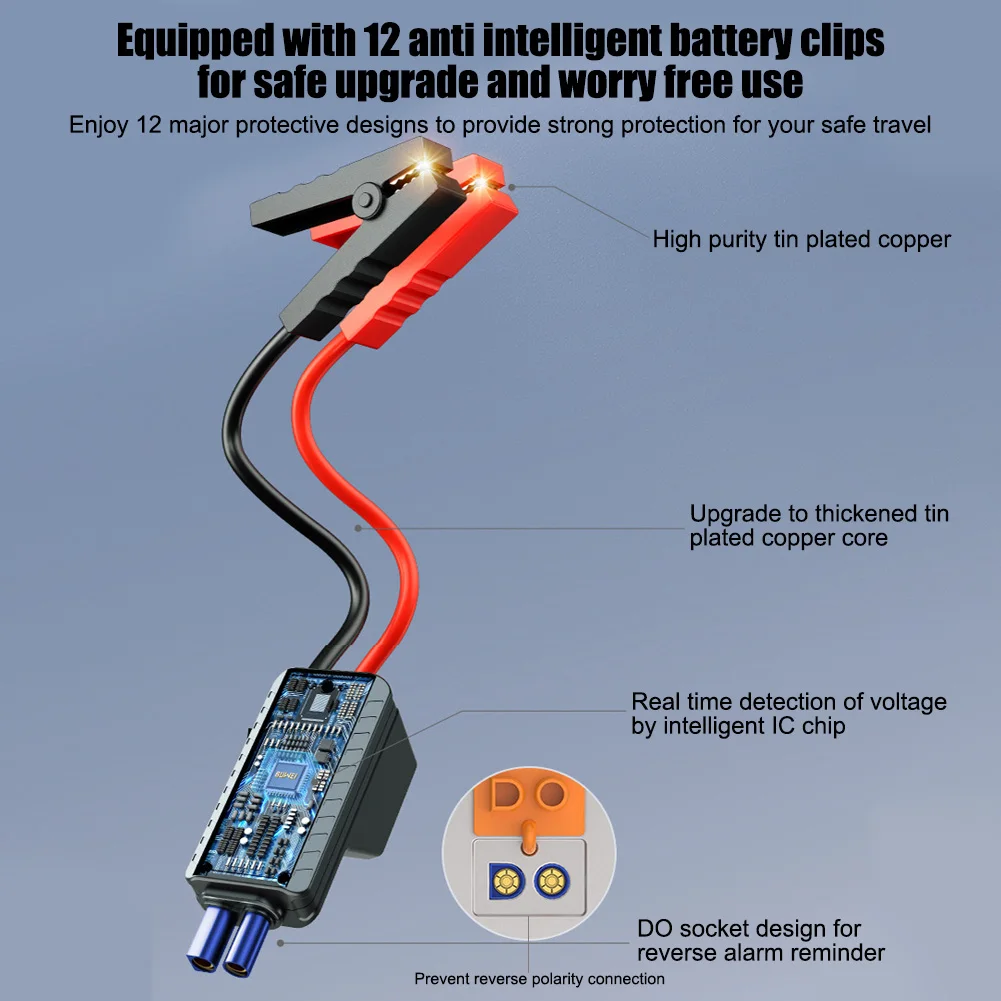 Démarreur avec compresseur d'air, démarreur de saut de batterie de voiture 6 en 1 avec gonfleur de pneu 150PSI, Kit Portable de démarreur de cavalier 2000A