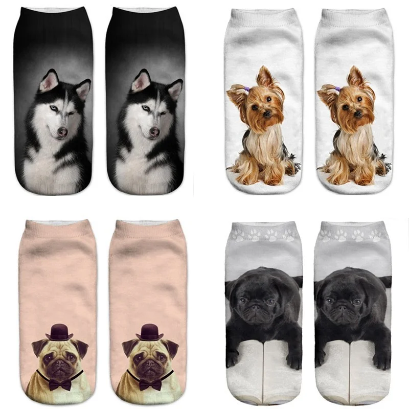 

Print Funny Cute Cartoon Kitten Unisex Short Socks Women Creative Colorful Multiple Animal Happy Low Ankle Socks