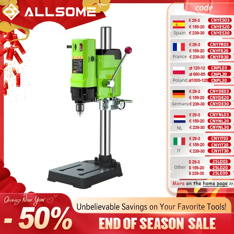 ALLSOME Bench Drill Stand Mini Electric Bench Drilling Machine Drill Chuck