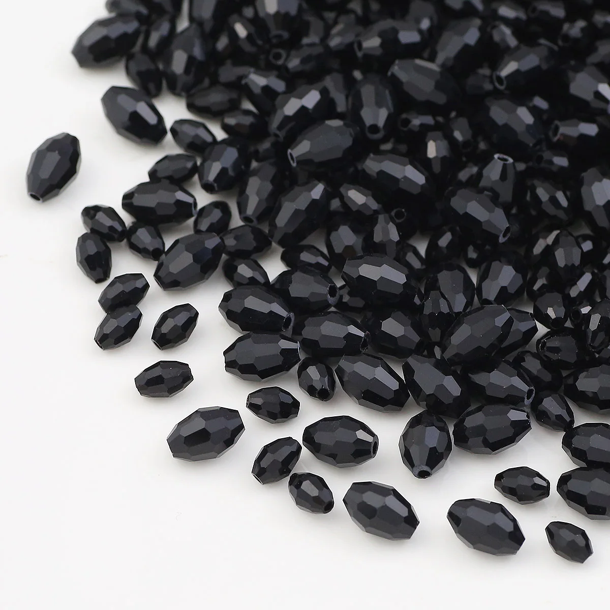 4x6/5x8mm Faceted Oval Black Austrian Crystal Glass Rice Grains Spacer Beads For Jewelry Making DIY Bracelets Necklaces Earrings