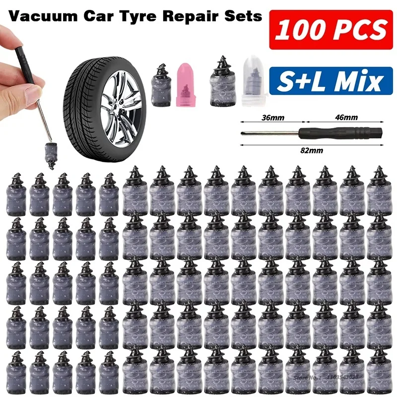 10-100pcs Car Tyre Repair Rubber Nail Set Universal Car Motorcycle Tyre Repair Nail Truck Scooter Bike Tire Puncture Repair Tool
