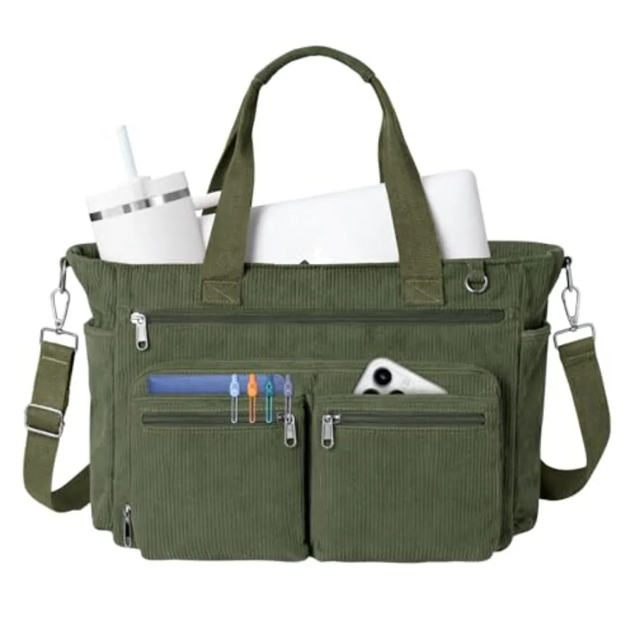 

Женская сумка-тоут из вельвета с отделением для ноутбука 15,6 дюймов, сумка-мессенджер через плечо для путешествий и учебы, для учителей