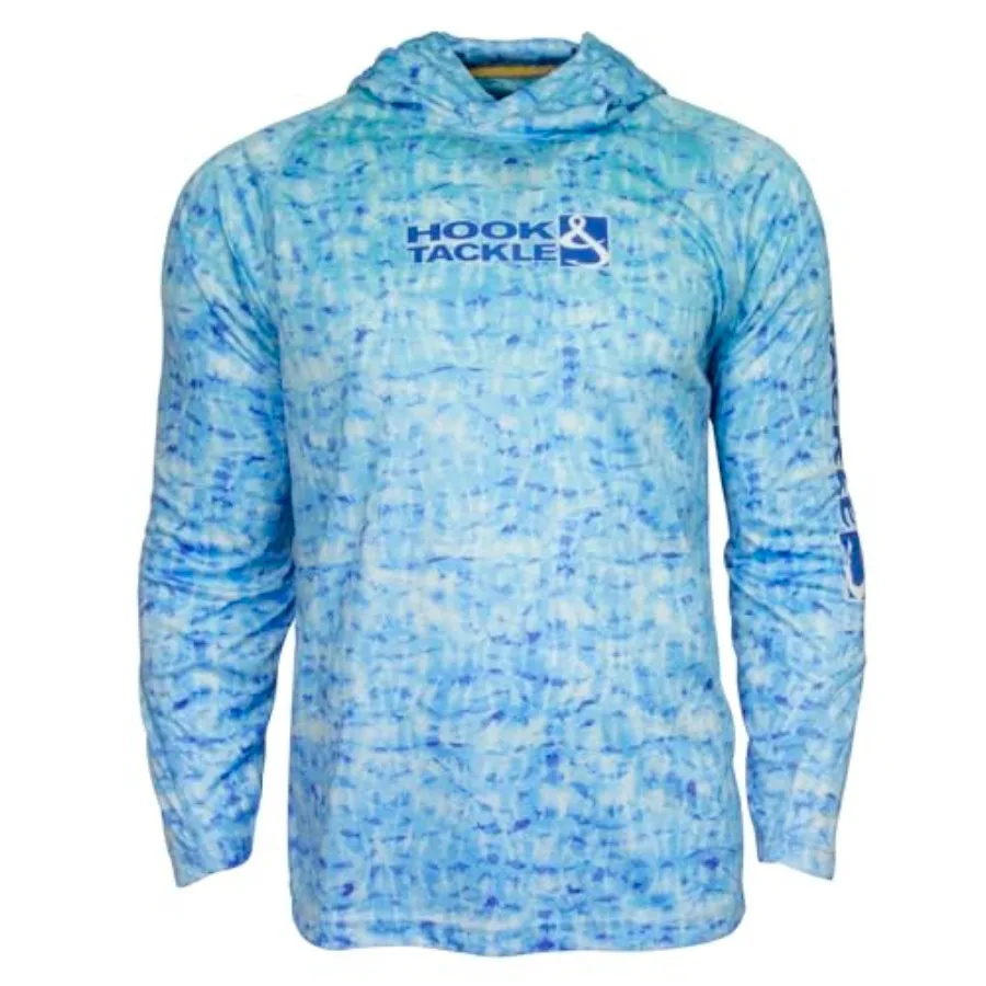 

Men's Fish Shadows UV Fishing Hoodie for outdoor fishing, quick-dry polyester, navy blue, UPF 50+ sun protection