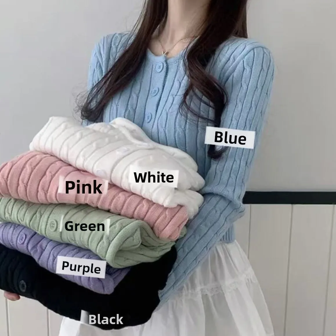 

Шикарный вязаный кардиган на осень-зиму с круглым вырезом, длинный, женский, винтажный, с спиральным узором, теплый, для повседневной носки, в корейском стиле...