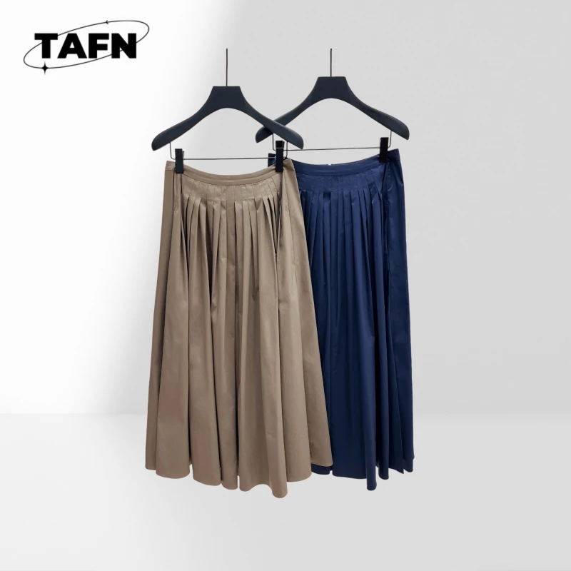 

Женская стильная юбка с высокой талией, облегающая мини-длина, повседневная одежда, винтажная юбка трапециевидной формы для женщин, плиссированная на талии миди AH1207