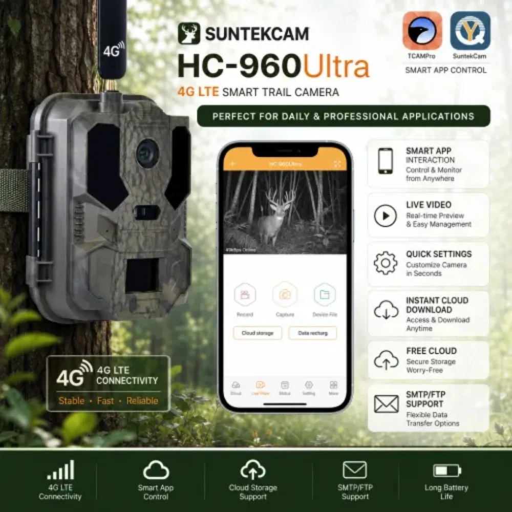 Suntekcam HC-960Ultra-Li Built-in SIM Card 120MP 4K Waterproof IP65 Wild Hunting Camera Wireless Free Cloud FTP Email Photo Trap