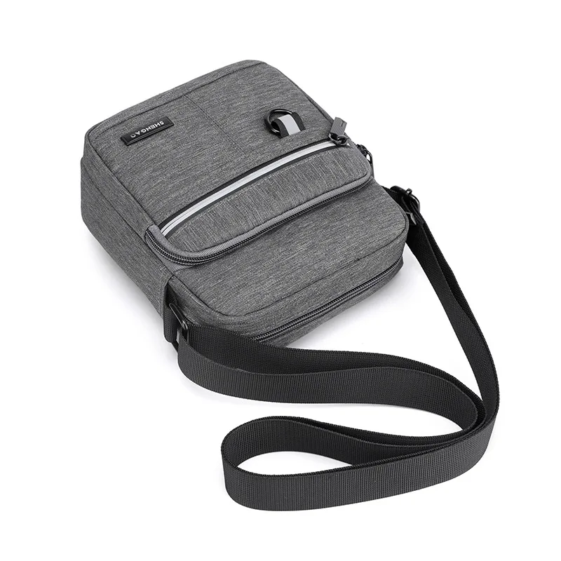 Oxford Cloth Single Shoulder Bag Casual Canvas Men's Crossbody Phone Bag Business Soft Vertical Square Shape Zipper Closure