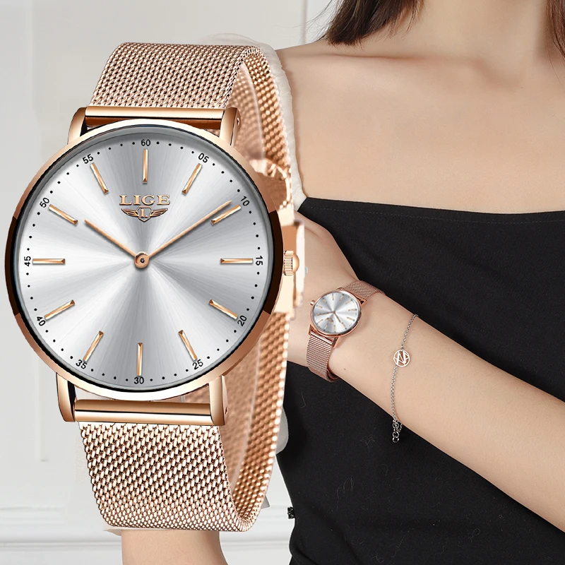 

LIGE Women Watch Fashion Simple Waterproof Wristwatch Adjustable Milan Watchband Casual Men Watch Quartz Watch relogio feminino