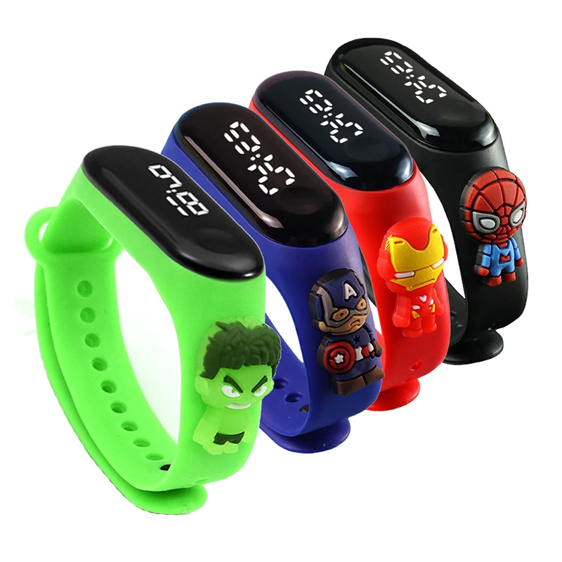 Miniso Anime Cartoon Marvel Capitan America Iron Man Hulk Spider-Man Bambini Orologi elettronici impermeabili con display a LED digitale